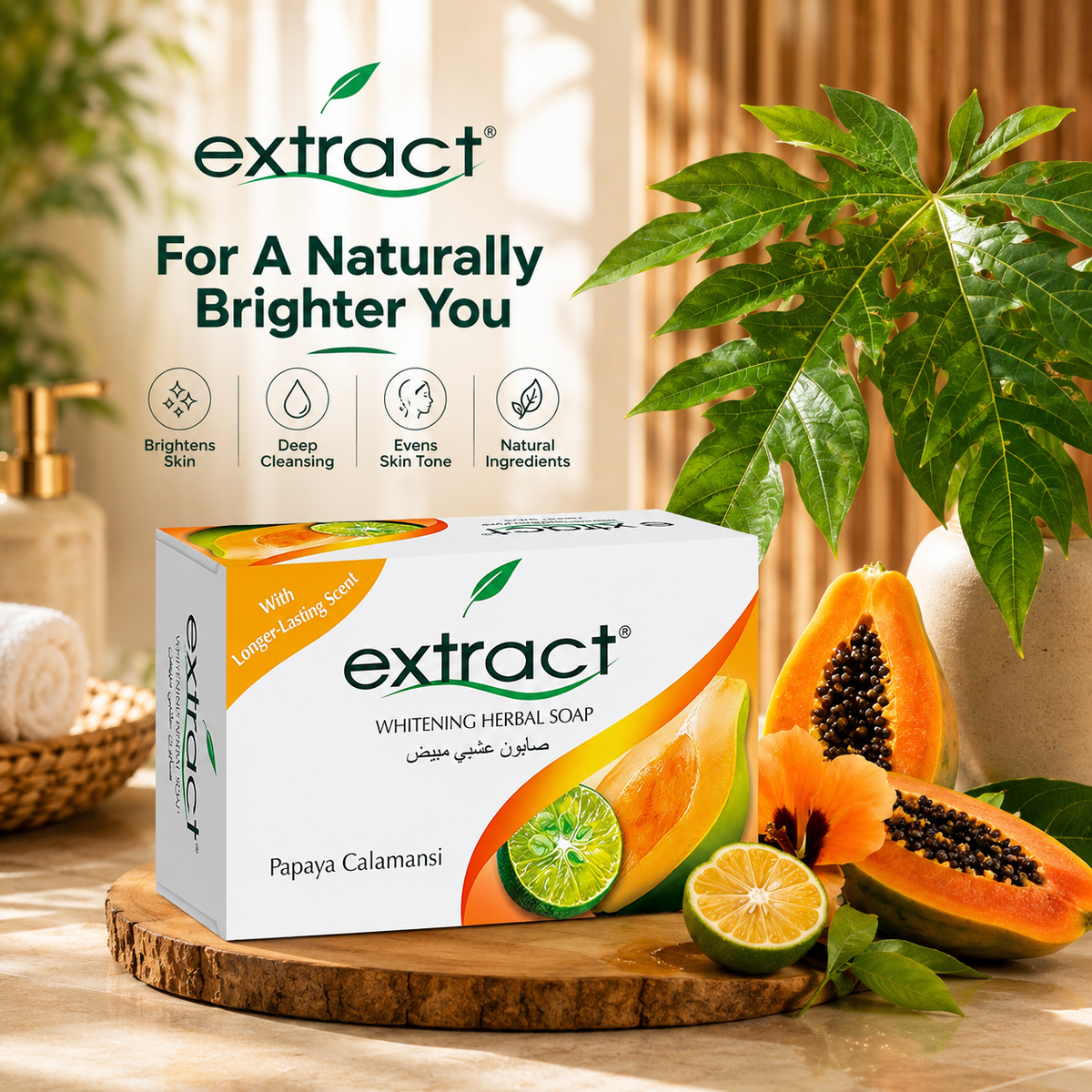 4 in 1 Extract Papaya Calamansi Whitening Herbal Soap with Langerhans Cells for Brighter Skin