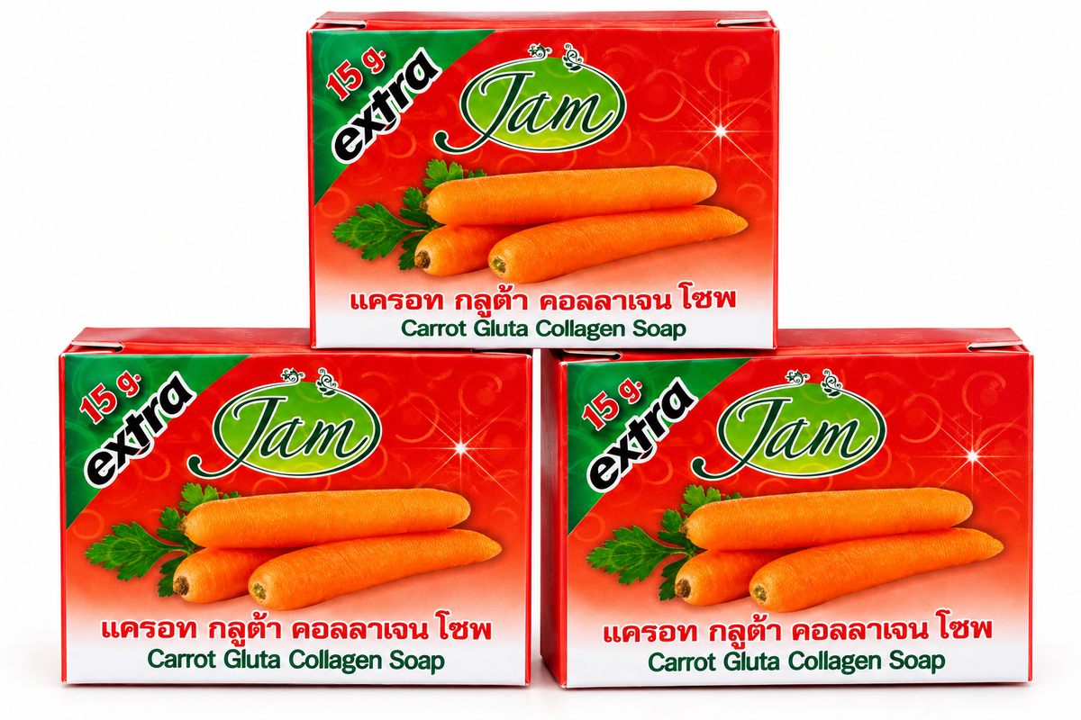 3 Pieces of Extra Jam Carrot Gluta Collagen Soap for Radiant Skin Care