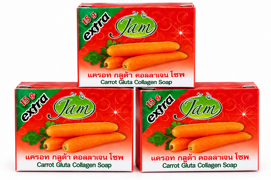 3 Pieces of Extra Jam Carrot Gluta Collagen Soap for Radiant Skin Care